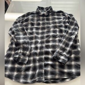 Garage Black and Gray Plaid Flannel Shirt